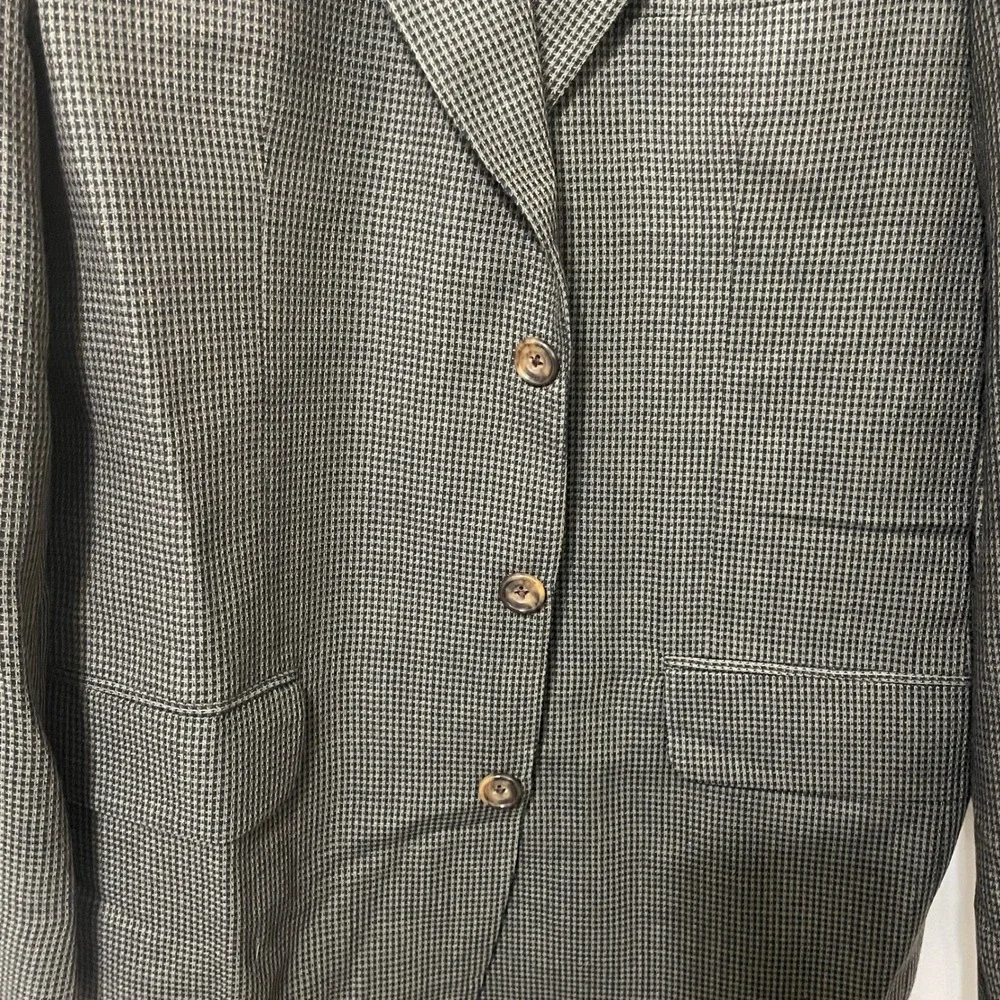 Oscar de la Renta Men's Tailored Houndstooth Blazer Jacket 40R Gray Black Brown